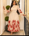 Ivory Bloom Elegance Dress .