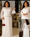 Ivory Radiance Beaded Maxi Gown.