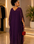 Elegant Plum Embellished Luxury Kaftan.