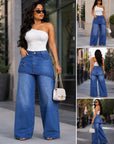Urban Luxe Layered Wide-Leg Denim Pants.