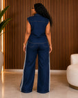 Luxe Denim Stripe Set.