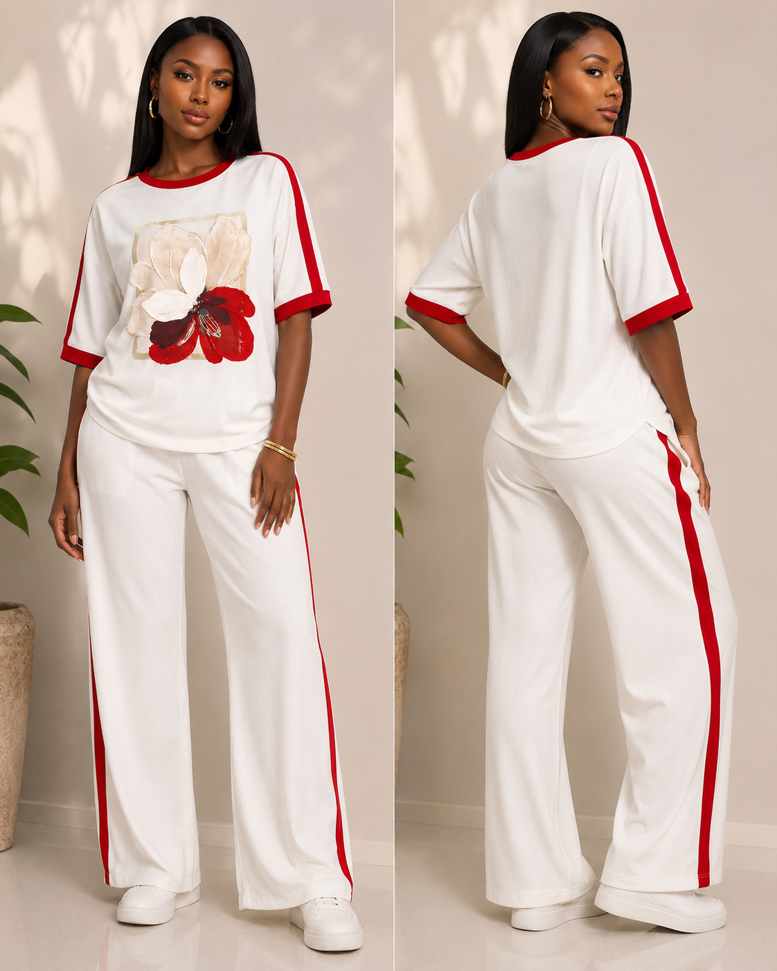 Elegant Floral Contrast Lounge Set.