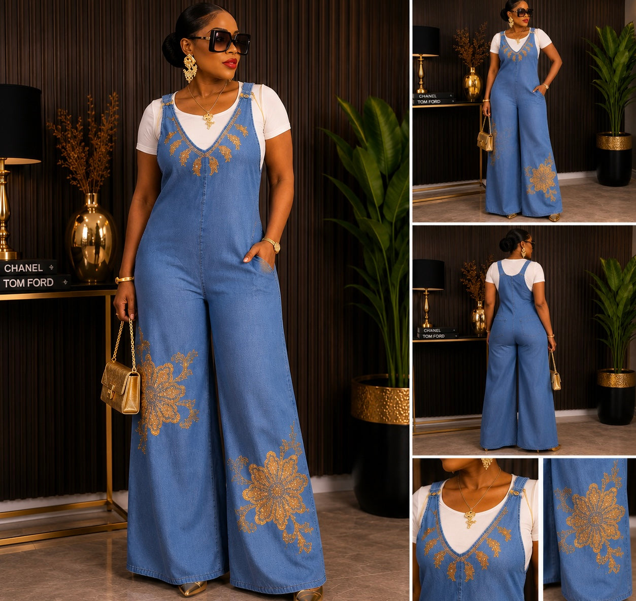 Denim Jumpsuit and Inner.