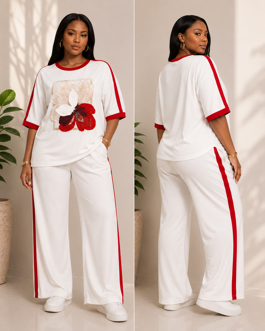 Elegant Floral Contrast Lounge Set.