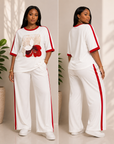 Elegant Floral Contrast Lounge Set.