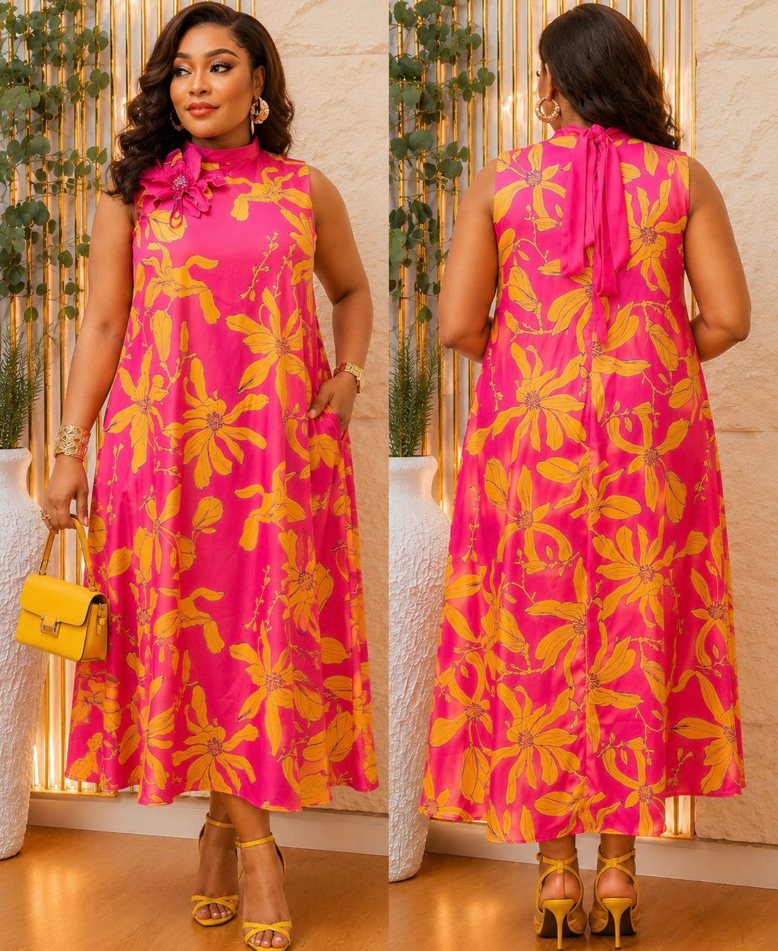 Pink Blossom Elegance Maxi Dress.