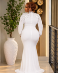 Luxury Crystal Embellished White Maxi Gown.