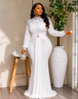 Luxury Crystal Embellished White Maxi Gown.