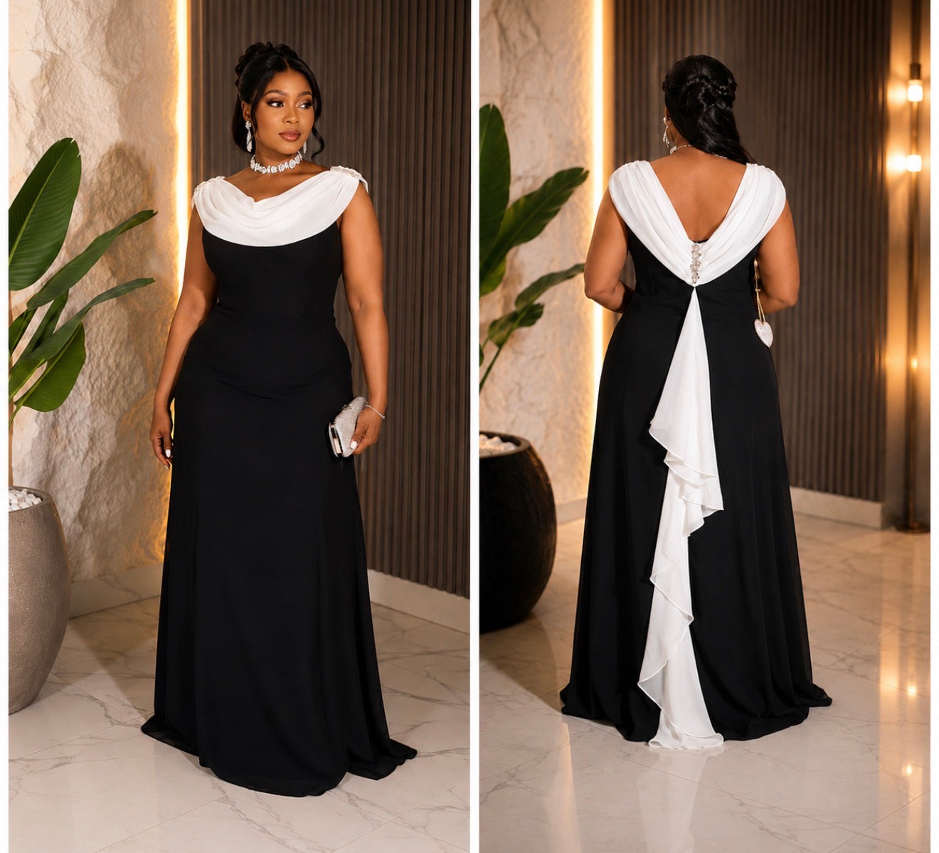 Elegant black and white color-block.
