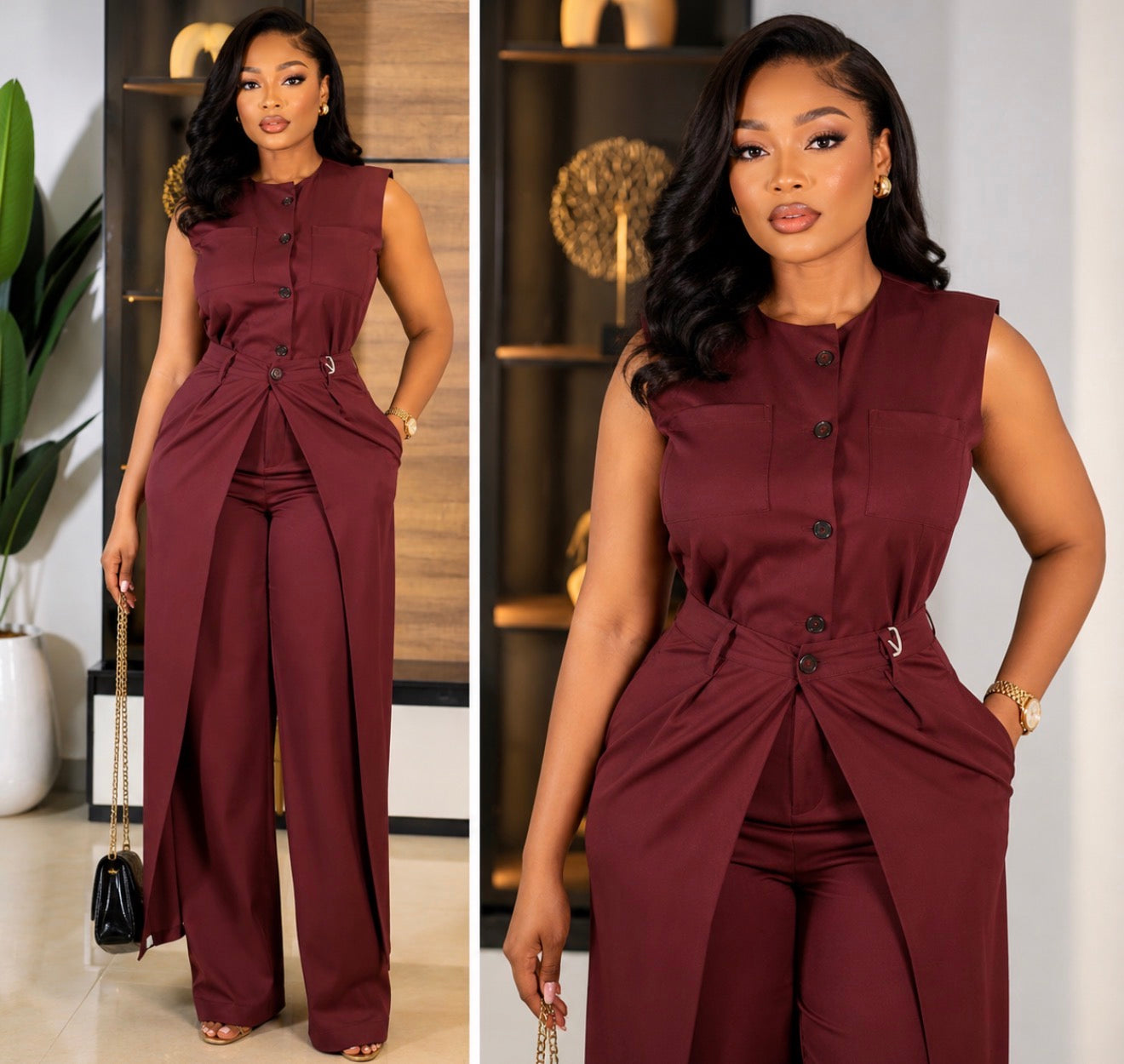 Bordeaux Luxe Top and Trouser.