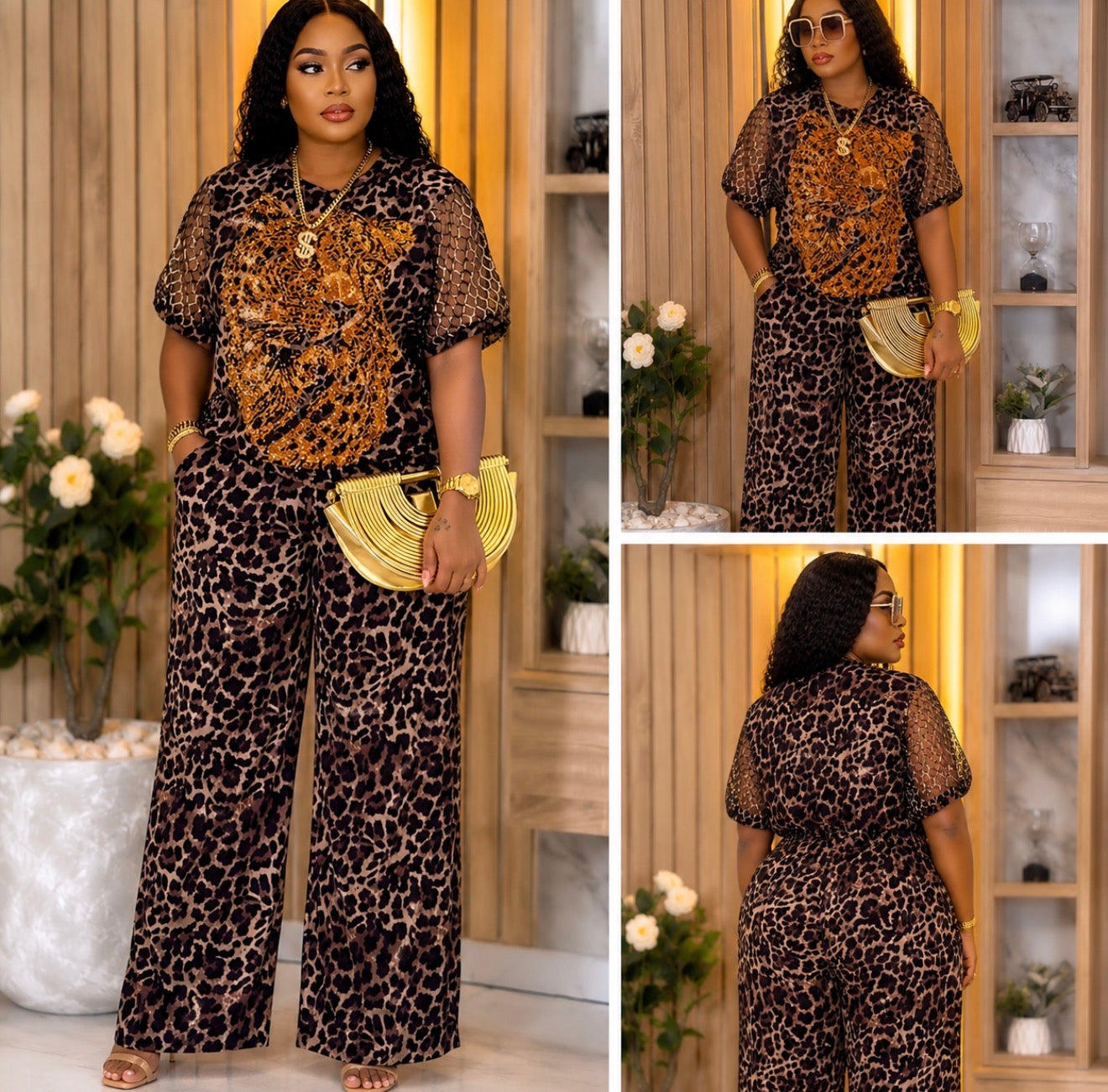 Golden Leopard Luxe Two-Piece Set.