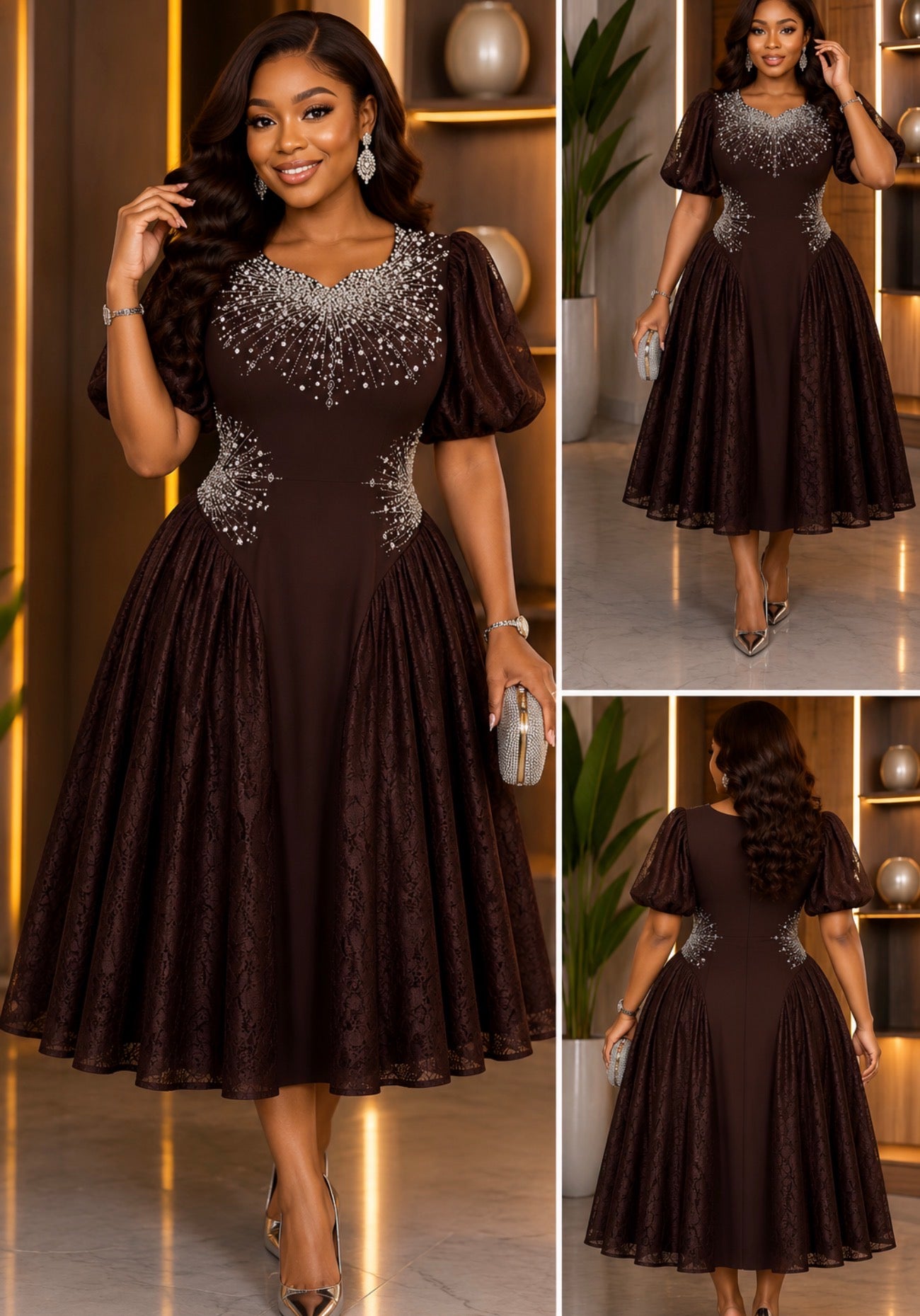 Royal Stardust Embellished Midi Dress.