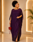 Elegant Plum Embellished Luxury Kaftan.