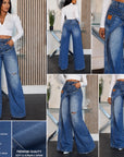 Asymmetrical Wrap Wide-Leg Denim Jeans.