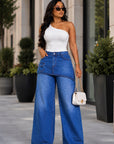 Urban Luxe Layered Wide-Leg Denim Pants.