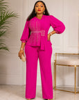 Luxe Fuchsia Embellished Pantsuit.