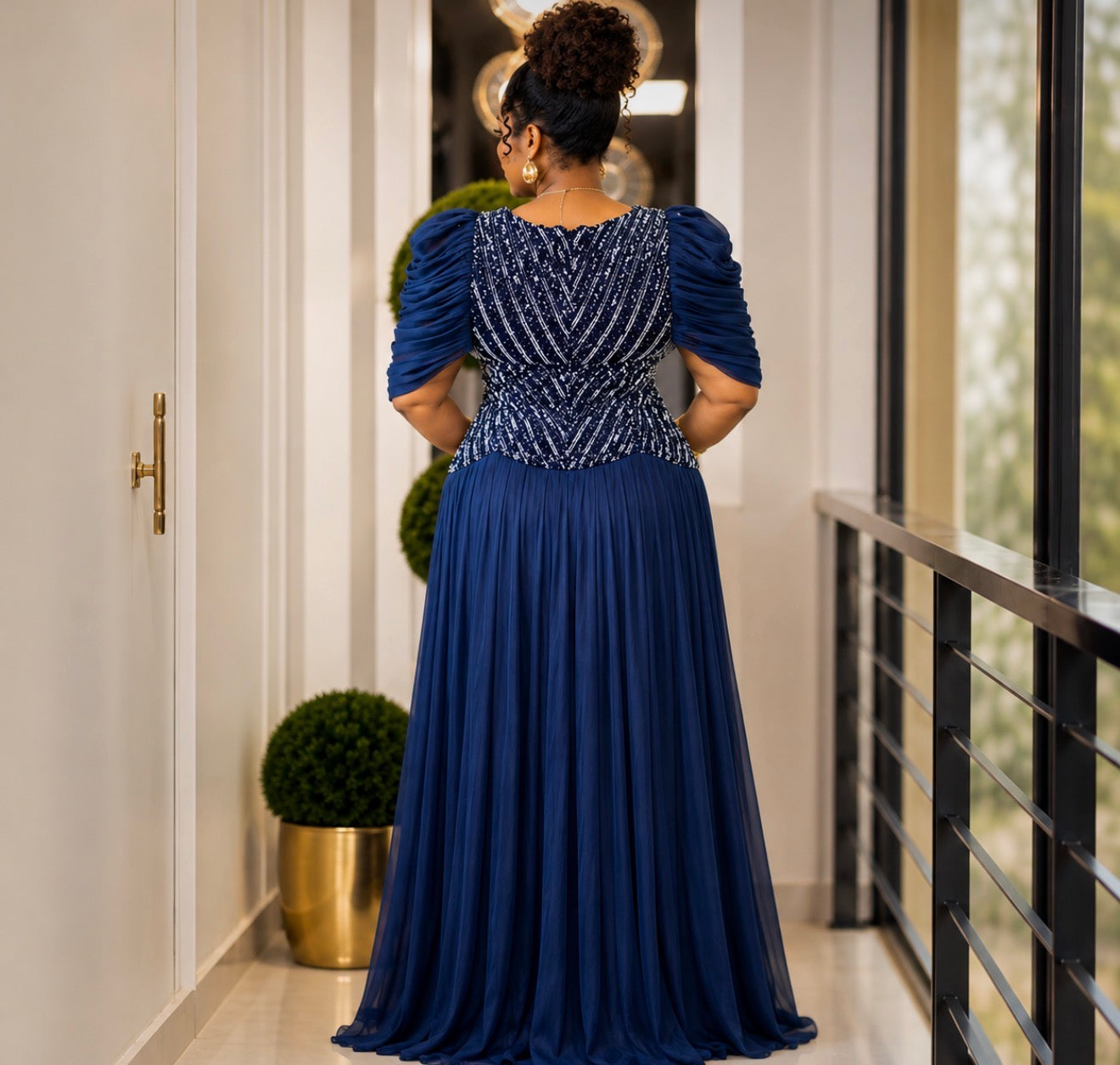 Royal Sapphire Elegance Gown .