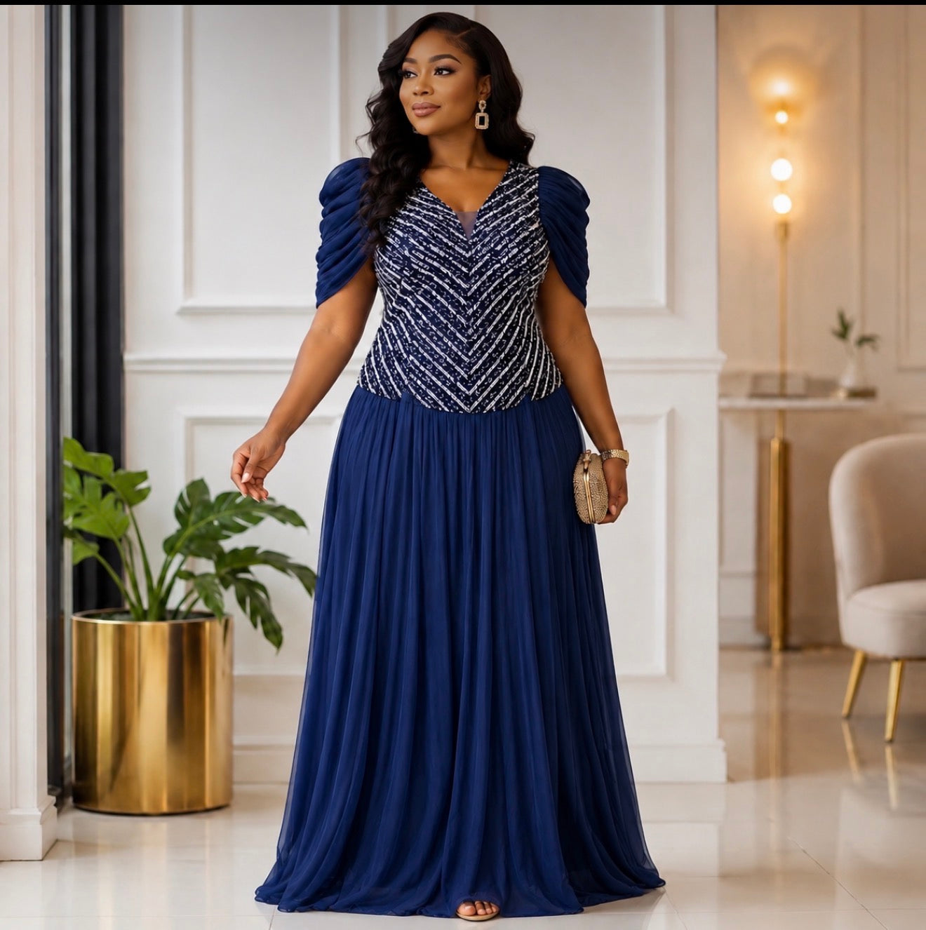 Royal Sapphire Elegance Gown .