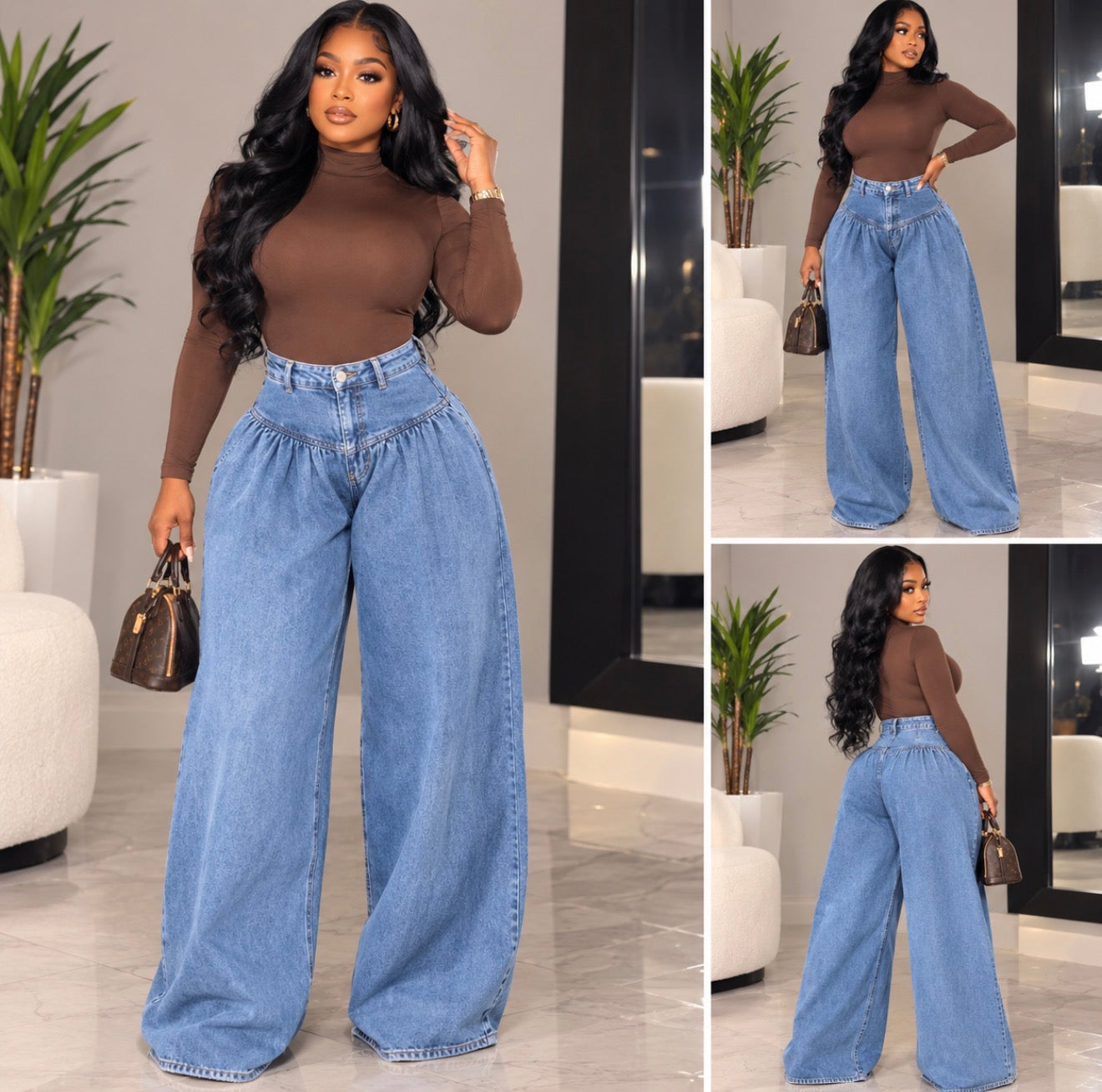 Amara Wide-Leg Statement Jeans.
