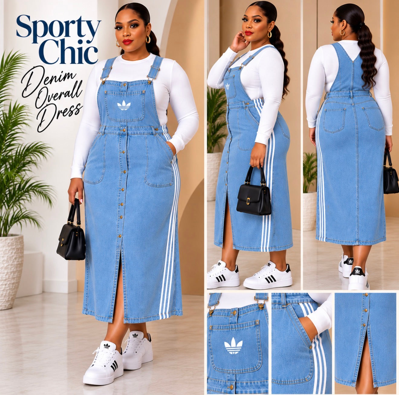 Sporty Chic Denim Overall Dress and inner.