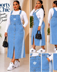 Sporty Chic Denim Overall Dress and inner.