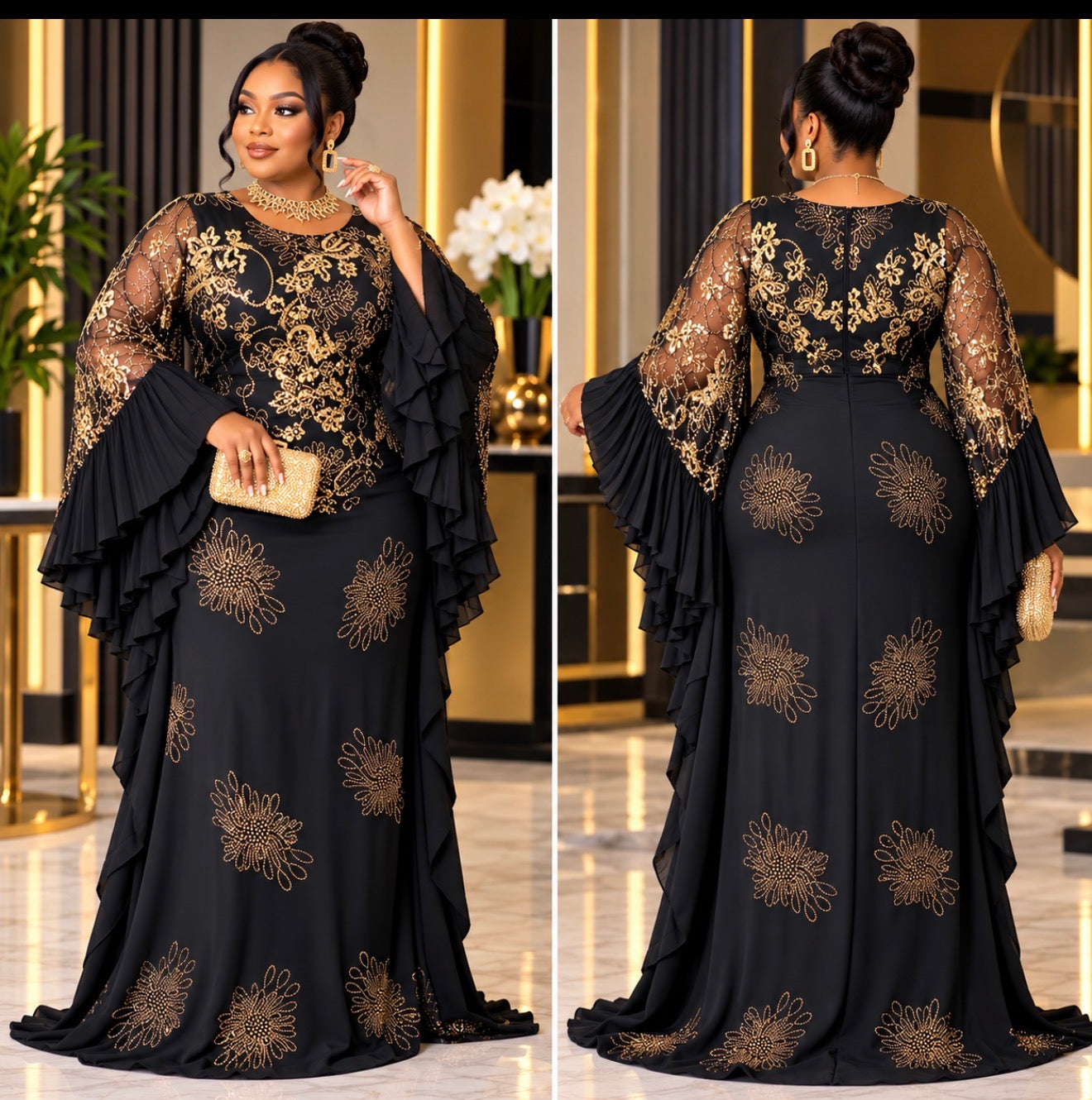 Golden Elegance Kaftan.