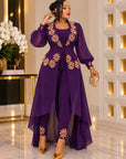 Royal Purple Elegance Embellished Pant Set.