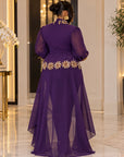 Royal Purple Elegance Embellished Pant Set.
