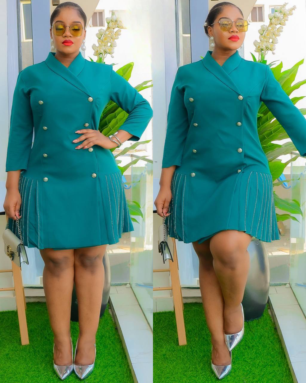 Elegant Double Breasted Blazer Dress.