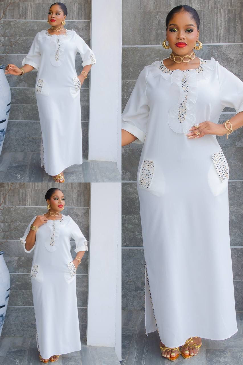 Ivory Luxe Embellished Maxi Dress.