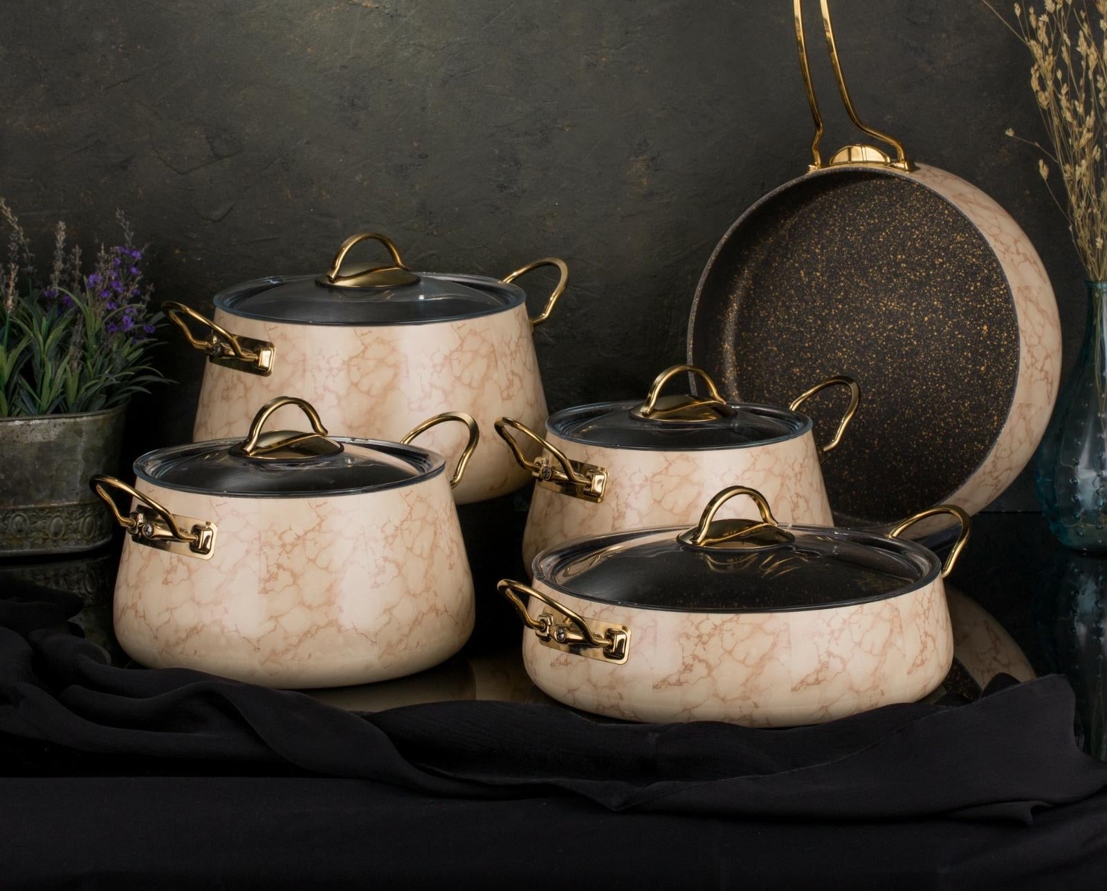 Moni Maroon Marble 5 PCs Set.