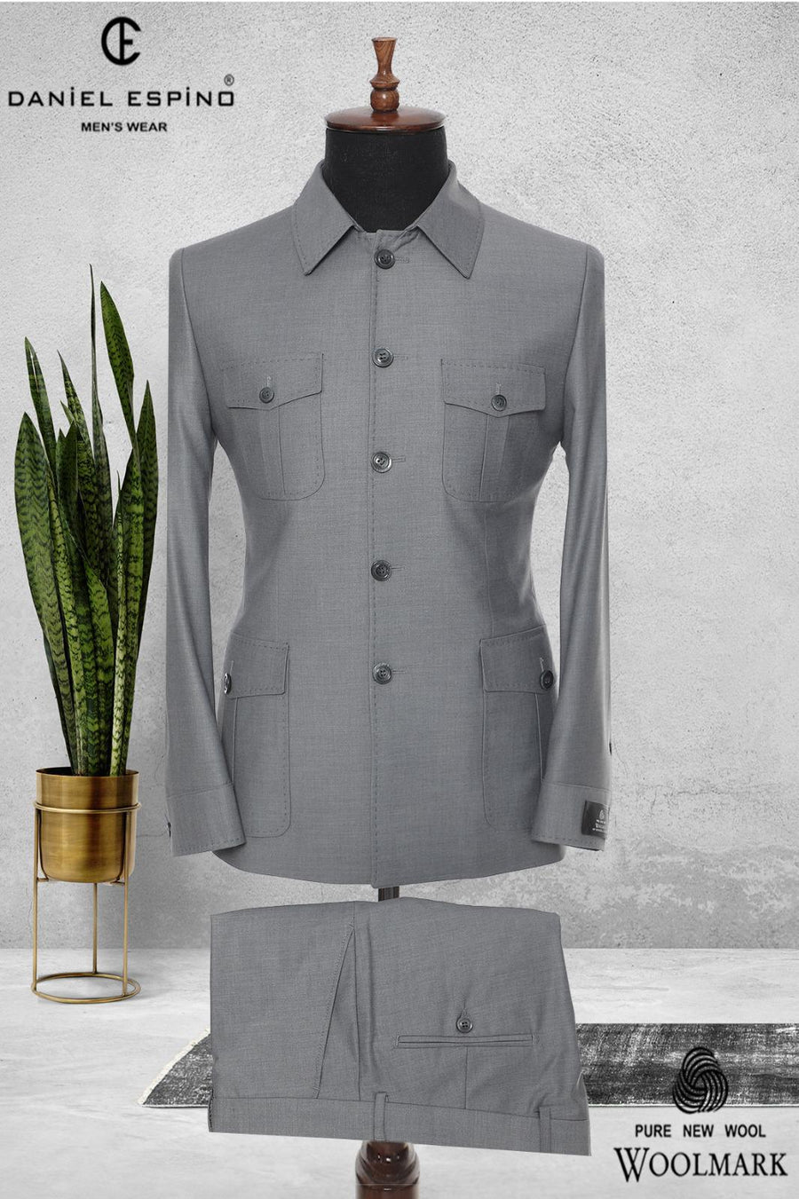 Safari Men Suits Button Square Collar Tailor-Made Formal Casual Business Official Wear