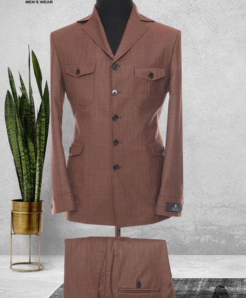 Safari Men Suits Gold Button Square Collar Tailor-Made Formal Casual Business Official Wear