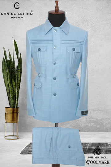 Safari Men Suits  Button Square Collar Tailor-Made Formal Casual Business Official Wear Costume Homme.