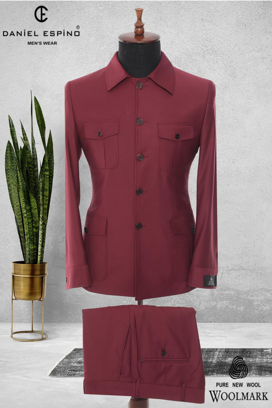 Safari Men Suits  Button Square Collar Tailor-Made Formal Casual Business Official Wear Costume Homme.